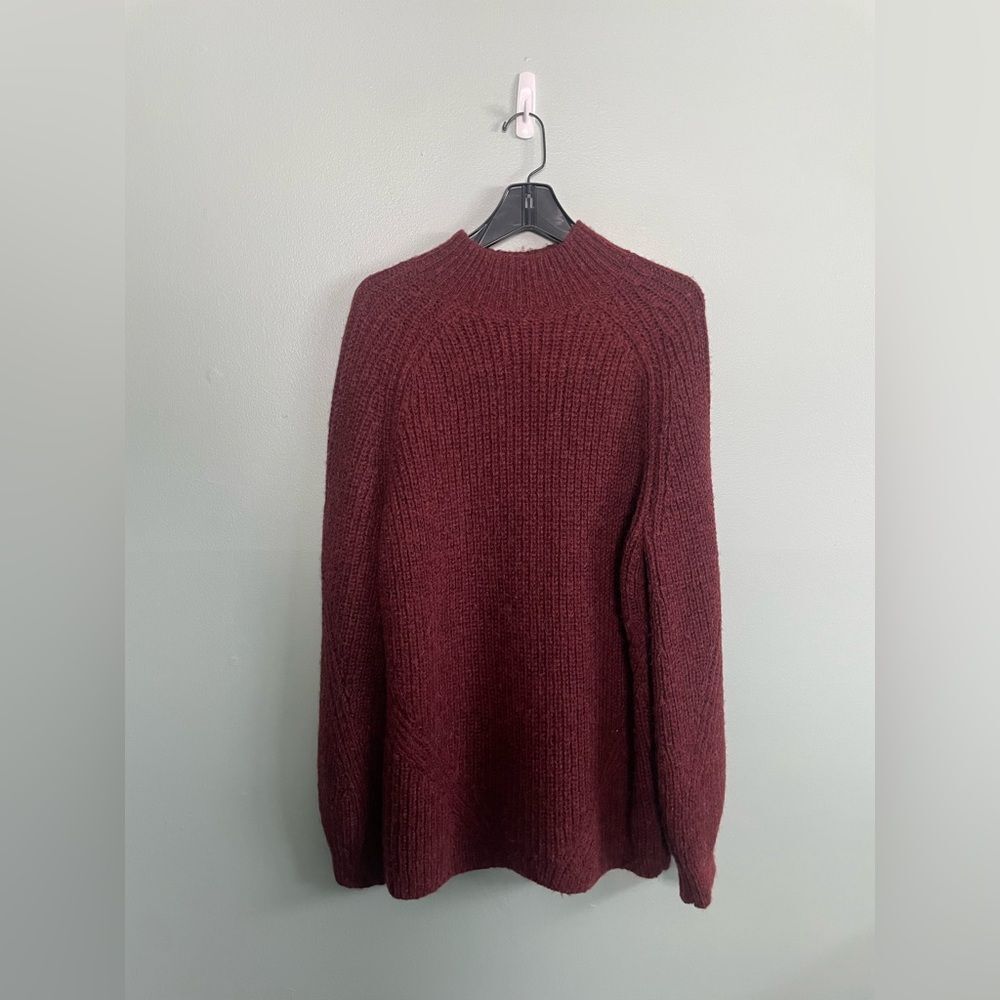 & Other Stories Anthropologie Brown Mock Neck Long Line Wool Blend Knit Sweater